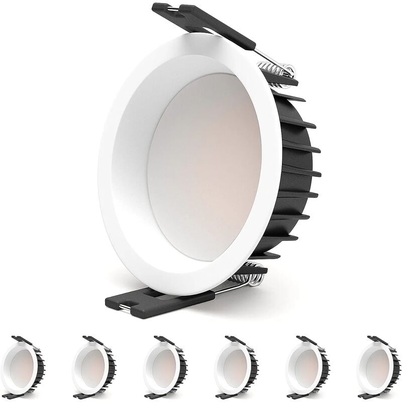 6PCS 7W LED spot encastré 3000K Spot led encastrable CRI 90+ Pas de scintillement Spot intérieur LED plafon,Angle de faisceau 100°,trou encastré Ø85