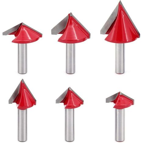 6Pcs 8mm Tig 60° 90° 120° V fraises à rainurer 3D Gravure CNC Forte V Groove Fraise en bout Outil de coupe de bois