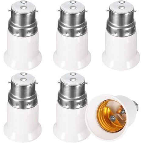 6PCS adaptateur de douille, Adaptateur de Douille B22 vers E27, LED Convertisseur pour Ampoule Bulbs Culot