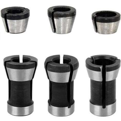 6pcs Adaptateur Pince de Serrage Fraise Defonceuse 6mm 6.35mm 8mm Mandrin de Fraiseuse Collet Mandrin de Fraise à Bois pour Affleureuse Défonceuse électrique