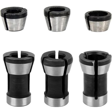 6pcs Adaptateur Pince de Serrage Fraise Defonceuse 6mm 6.35mm 8mm Mandrin de Fraiseuse Collet Mandrin de Fraise à Bois pour Affleureuse Défonceuse électrique