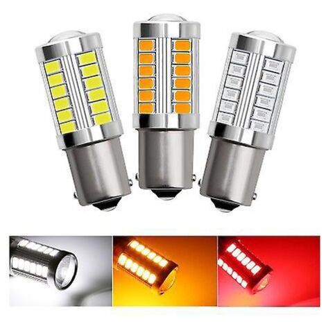 6pcs Ambre 1156-180 Bau15s Py21w 5630 33smd Ampoules Led De Voiture 900lm Super Bright Feu De Clignotants Avant Et Arrire Clignotants Ampoules 12-