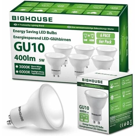 6pcs Ampoule GU10 LED 5W équivalent à 40W Blanc chaud - 3000K