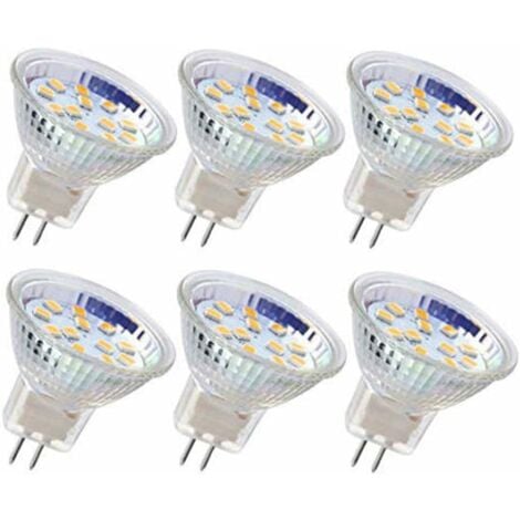 6pcs ampoule LED MR11 ampoule de projecteur GU4 ampoules 3W 18LEDs ampoules halogène 20W équivalent non dimmable ampoule LED 12V AC/DC pour l'éclairage de piste paysage maison (Blanc chaud)