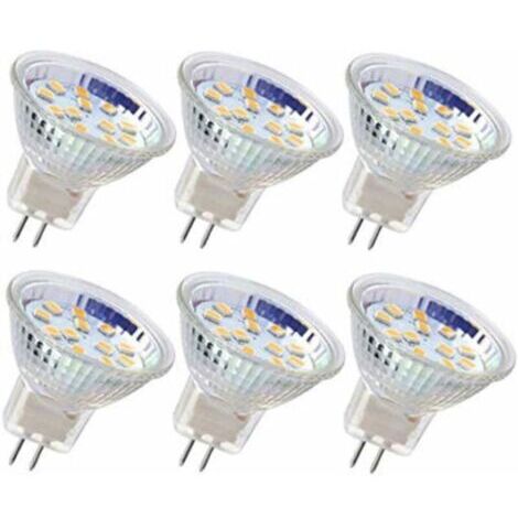 6pcs ampoule LED MR11 ampoule de projecteur GU4 ampoules 3W 18LEDs ampoules halogène 20W équivalent non dimmable ampoule LED 12V AC/DC pour l'éclairage de piste paysage maison (Blanc chaud)