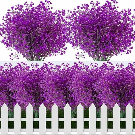 6PCS Arbustes Artificiels, 40cm Résistant Aux UV D'extérieur Bouquets, Fleurs Artificielles , pour Mariage Décoration de Jardin (Fuchsia)