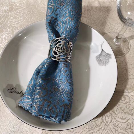 Lot De 12 Ronds De Serviette En Métal Doré Motif Élan - Pour Table De Fête, Noël, Mariage Ou Dîner