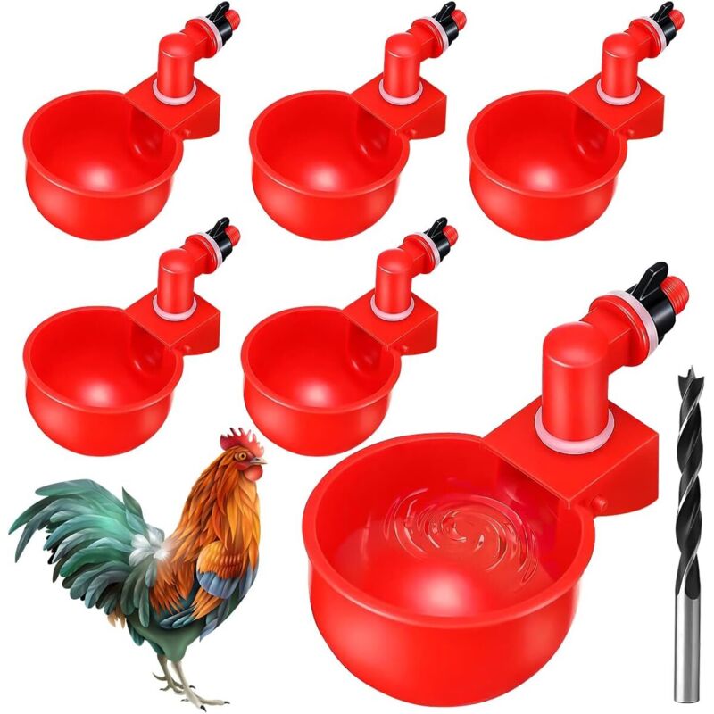 Sunxury - 6pcs automatiques Supplies Abreuvoir Poules Tasses à Bol Bol en Plastique, Volailles Distributeurs D'eau Automatique de L'eau Potable