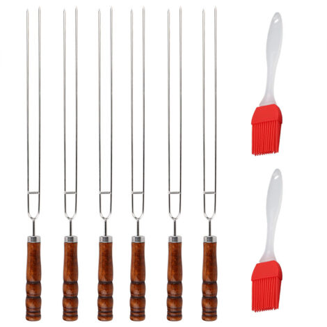 6pcs BBQ Fourchette à barbecue en acier inoxydable 2pcs Silicone BBQ Brosse Outil de barbecue