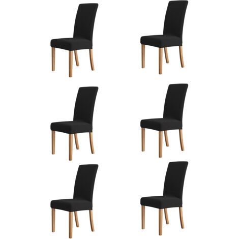 6pcs Black Chair Cover Elastic Dining Chair Cover Chair Protector Slipcover