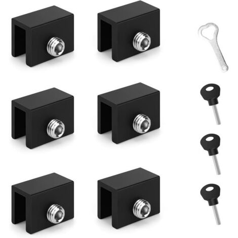 6Pcs Bloque Porte Coulissante, Réglable Verrou Fenetre,Verrou Porte Coulissante avec Clés, Antivol, Bloc Fenetre pour