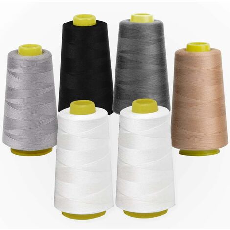 6pcs Bobines de Fils à Coudre Fil Surjeteuse pour Couture à la Main ou à la Machine en Polyester 5 Couleurs 16200 Mètres