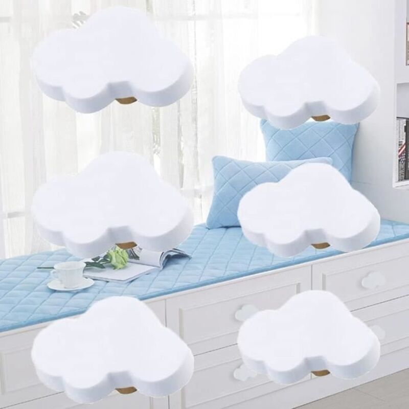 6Pcs Bouton Meuble Enfant Nuage,Poignée Commode Enfant Bois,Bouton de Meuble en Bois,Poignées Commode Souple Bouton de Placard