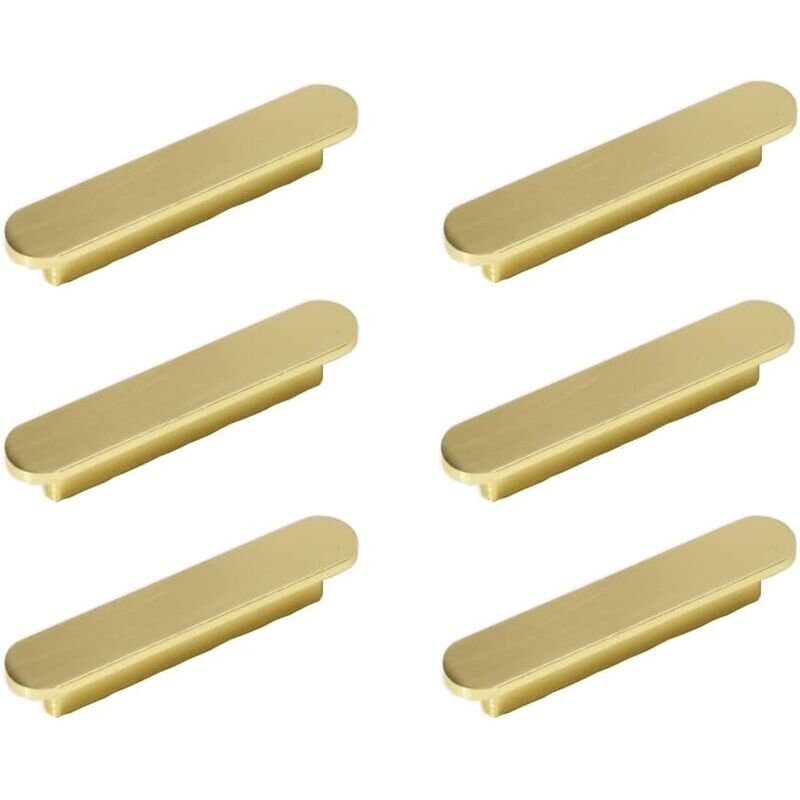 Odipie - 6pcs Brushed Brass Handles Gold Kitchen Cabinet Handle -Cupboard Handles Brushed Brass Furniture Handle Center Distance 64mm