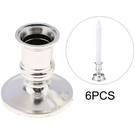 6pcs Candle Holders Geometric Design Beautiful Setting Candlestick Holders for Marriage Proposal Wedding Anniversary Silver