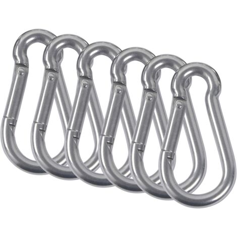 6PCS Carabiners 304 Stainless Steel Firefighter Spring Carabiner with Snap Hook for Camping Hiking Hammock Swing M8 DENUOTOP