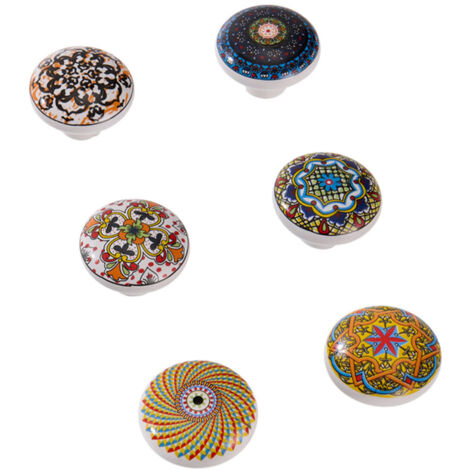6Pcs Ceramic Furniture Knobs Pull Handles