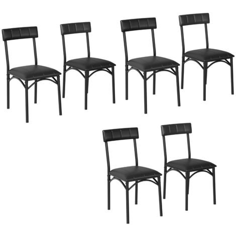6PCS Chaise de Bar en PU Chaise Bar Pied NOIR METAL ,Tabouret Bar Lot de 6, Tabouret de Bar avec Coussin
