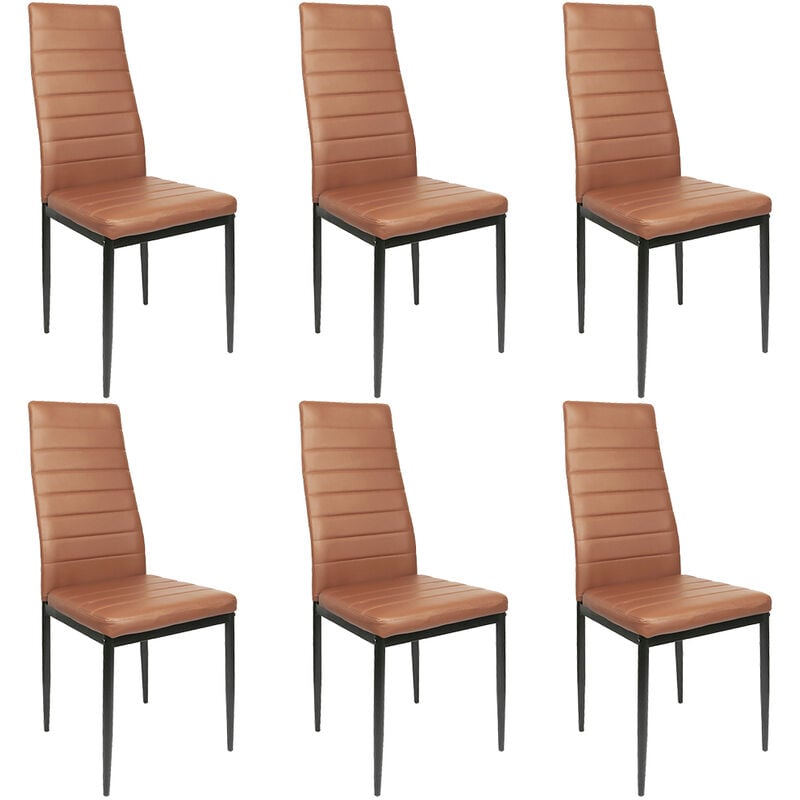Yongqing - Lot de 6 chaises,Chaise de Cuisine avec pieds en métal,pour Salle à Manger,Salon,Cuisine,Marron