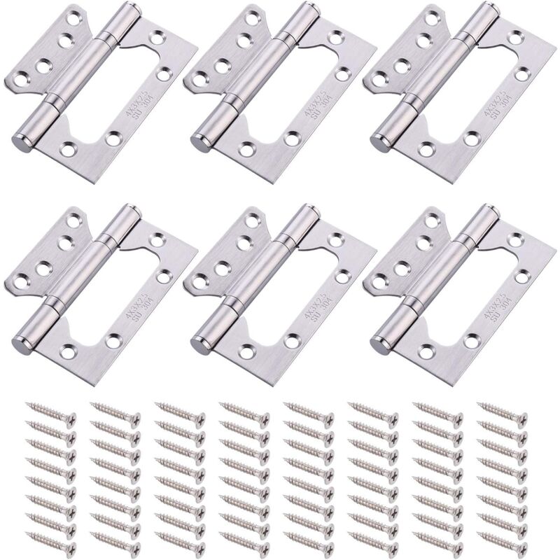 6Pcs Charnière en Laiton Antirouille, Charnière Porte de Maison Robuste en Acier Inox 304, Charniere Inox Roulement à Billes, pour Armoire Chambre à