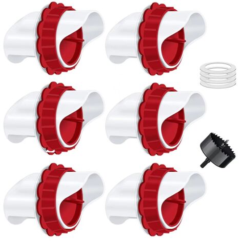 6pcs Chicken Feeder, Automatic Chicken Feeder, DIY Ports Gravity Poultry Feeder Kit for Buckets Barrels Bins