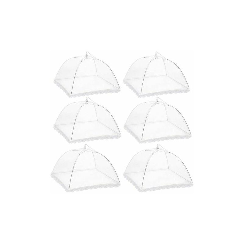 6Pcs Cloche Alimentaire Pliable Anti-mouche Couvercle de Nourriture en Maille Pliant Tente Parapluie Anti-insectes Anti-moustiques Protection pour