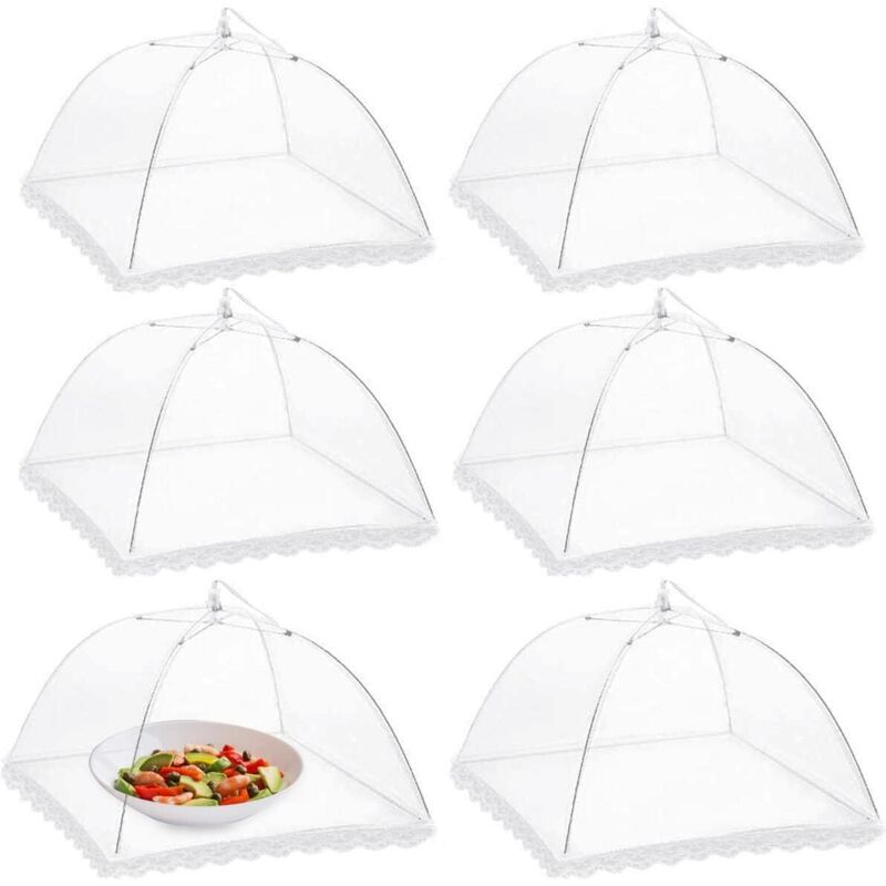 6pcs Cloche Alimentaire Pliable Anti-mouche Couvercle de Nourriture en Maille Pliant Tente Parapluie Anti-insectes Anti-moustiques Protection pour