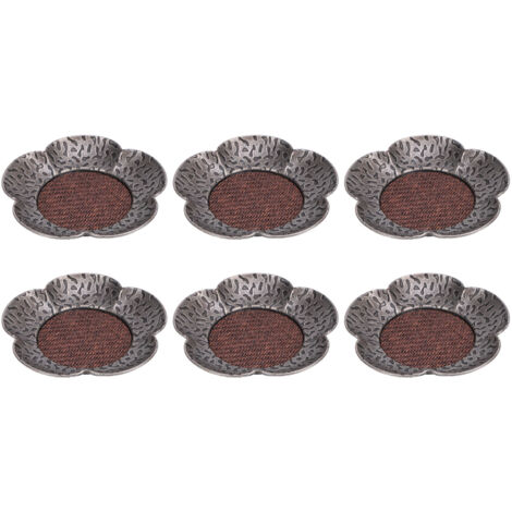 6pcs Coaster Heat Resistant Retro Hammered Zinc Alloy Cup Mat for Tea Cup Coffer Cup