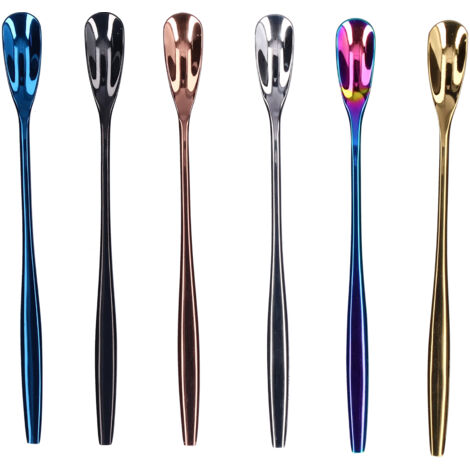6PCS Coffee Spoon Stainless Steel Mixing Spoon Thickened Long Handle Ice Tea Desert Scoop