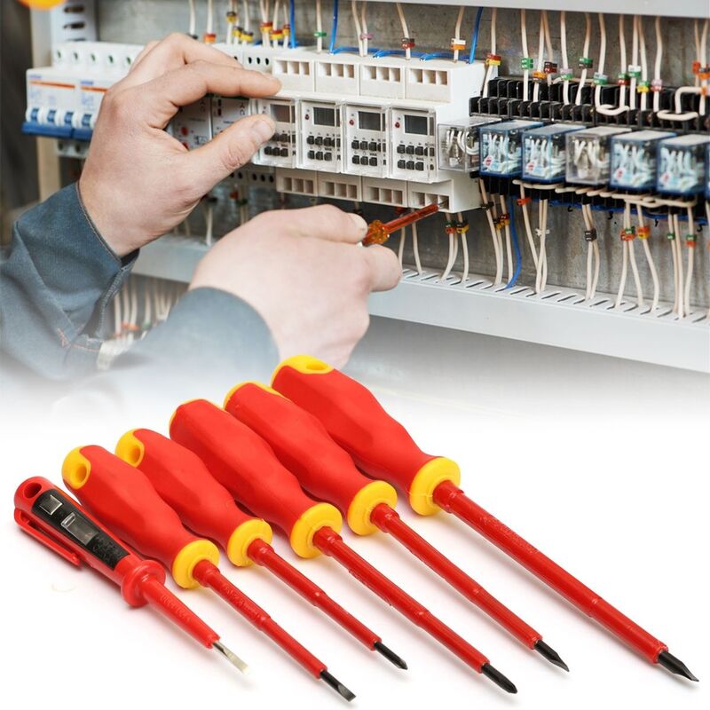 6Pcs Convenient Electricians Screwdriver Set Elastic Insulated Kit Tools