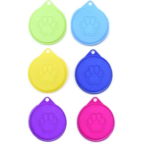6PCS Couvercle Silicone Conserve Chien Chat Couvercles Alimentaire Réutilisables sans BPA Universels pour Nourriture en Bote De Animal Chien Chat, (Couleur Aléatoire),