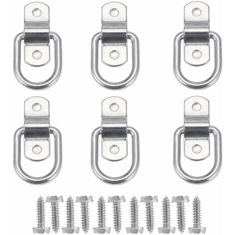 6Pcs D Anneau D'arrimage Anneau d'ancrage de Charge Ancrage de Remorque Anneau D'arrimage Forgé avec 12 Pièces Vis pour Sécuriser la Charge dans Le Camion Remorque