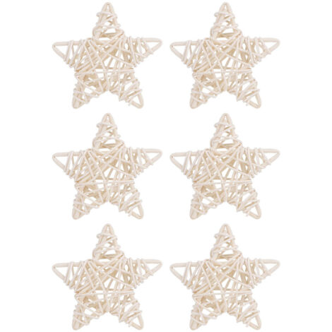 6Pcs DIY Crafts Natural Rattan Stars for Wedding Party Christmas Decoration(White)