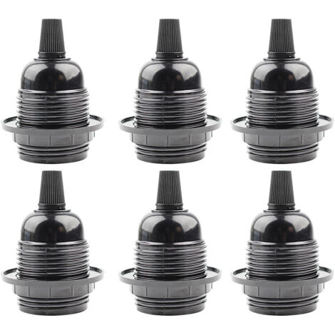 6pcs Douille E27 Noir,Douille E27 a Visser en Plastique,Abat-jour Bague Connecteur Adaptateur Base,Support de Lampe de Rechange,pour Lampe de Table,Lampadaire ou Plafonnier