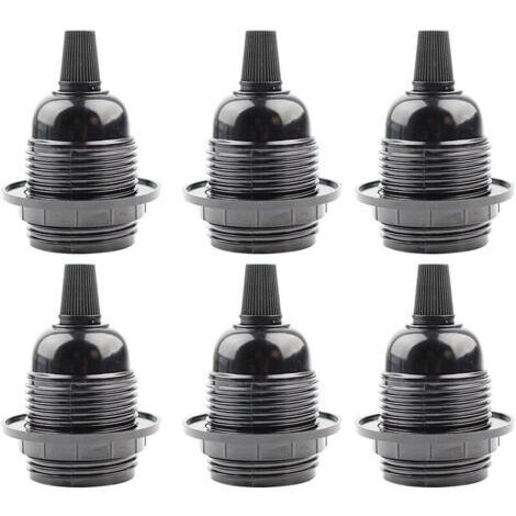 6pcs Douille E27 Noir,Douille E27 a Visser en Plastique,Abat-jour Bague Connecteur Adaptateur Base,Support de Lampe de Rechange,pour Lampe de Table,Lampadaire ou Plafonnier