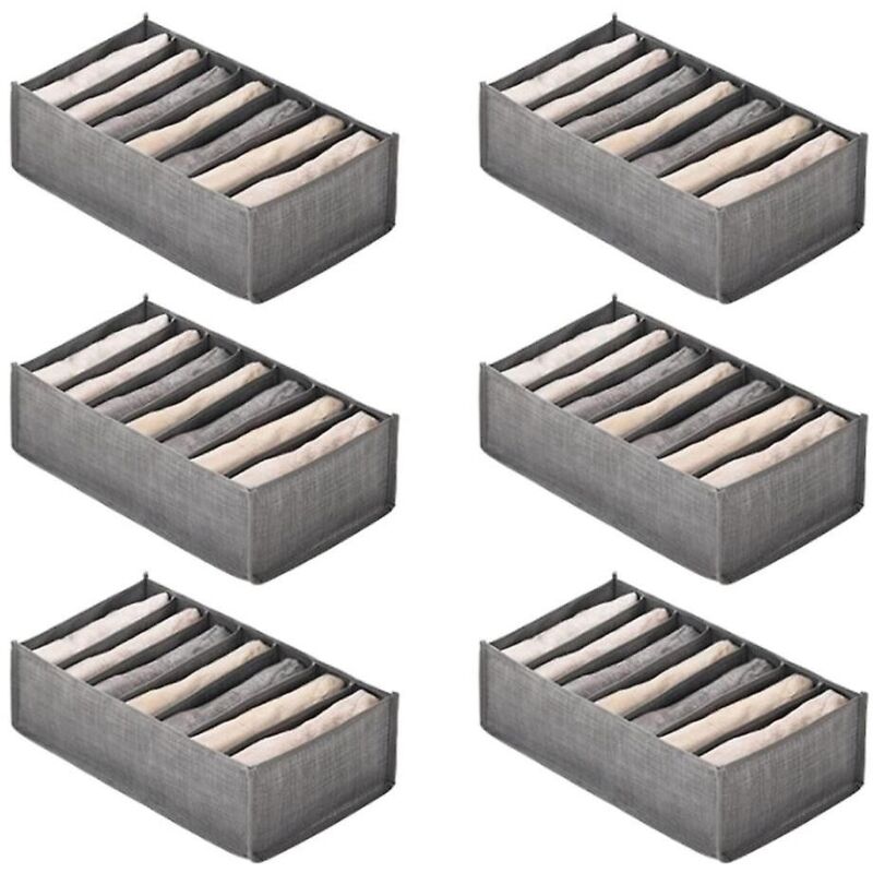 Lot de 6 boîtes à tiroirs pour jeans, pantalons, t-shirts, boîtes de rangement, organisateur de tiroirs de placard, organisateur 7 g