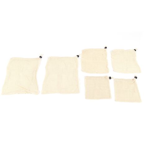 6Pcs Drawstring Storage Bag Cotton Mesh Waste Food Bag Single Side Drawstring Mesh Drawstring Pocket