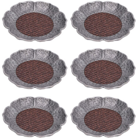 6PCS Drink Coasters Set Zinc Alloy Rattan Flower Shaped Heat Insulation Chinese Stylish Coaster Cup Mat for Home Coffee Table