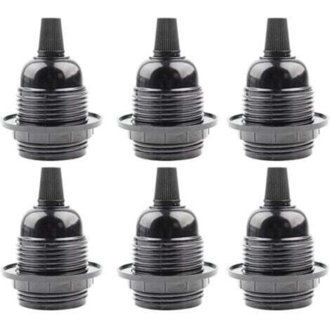6pcs E27 Black Socket, E27 Screw-in Plastic Socket, Lampshade Ring Connector Adapter Base, Replacement Lamp Holder, for Table Lamp, Floor Lamp or Ceiling Light
