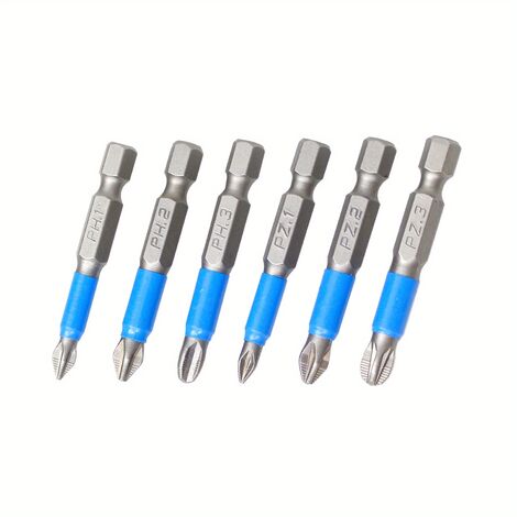 6pcs Ensemble De Bits De Tournevis Magnétiques Antidérapants, Embouts De Tournevis Phillips Outils à Main (PH1, PH2, PH3, PZ1, PZ2, PZ3)