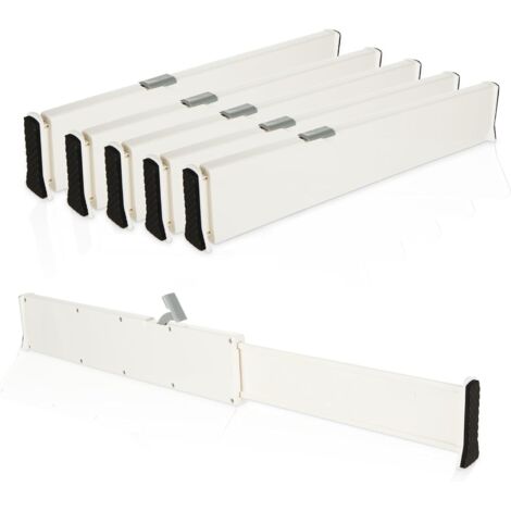 6Pcs Ensemble de SéParateurs De Tiroirs RéGlables 6 cm Hauteur, 33,2 à 55 Organisateurs Ajustables, Séparateurs tiroirs cuisine pour cuisine, commode, chambre coucher -