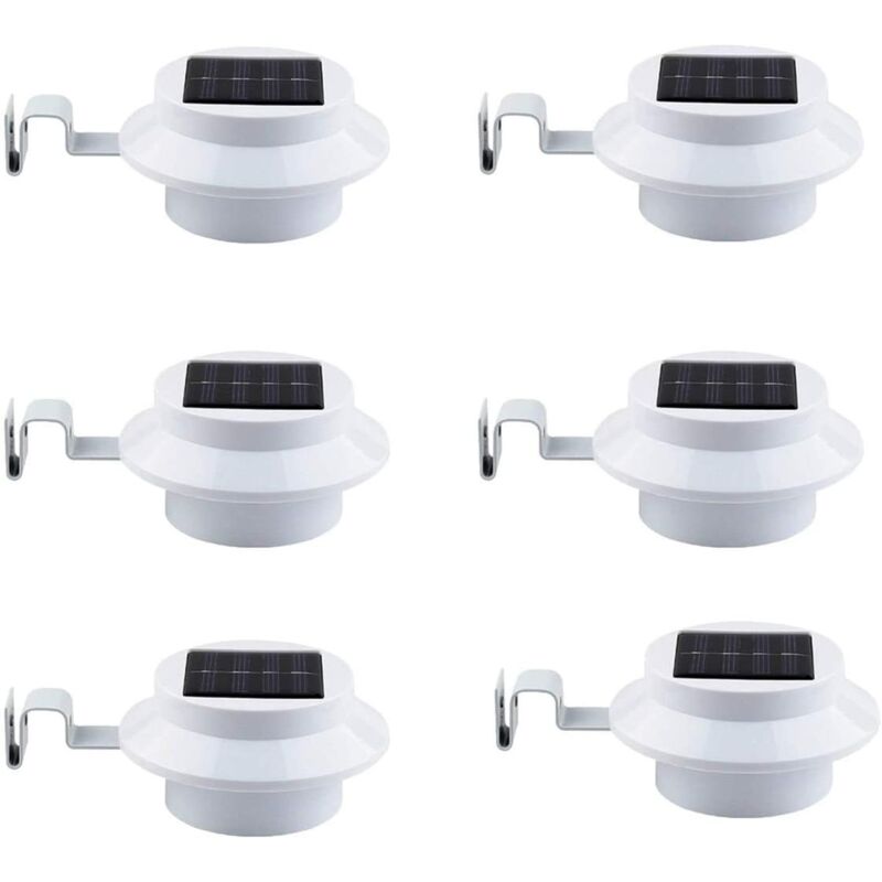 6Pcs Extérieure Solaire Gouttière Lumières Smart led Night Light pour Yard Allée Pelouse Pathway (Blanc)