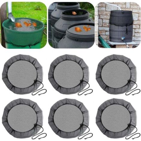 6pcs Filet de protection pour tonneau de pluie avec cordon de serrage, protection contre les feuilles, les moustiques-Ø80 cm