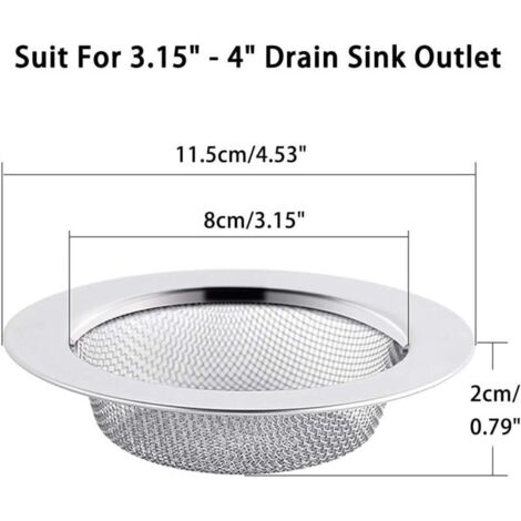6PCS Filtre à Évier en Acier Inoxydable, Filtre de Vidange de 11.5 cm, Crépine d'évier, Tamis d'évier, Crépine d'évier de Cuisine