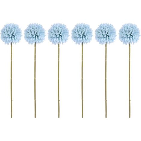 6pcs Fl de Pissenlit Faux Oignon Boule de Fl Bouquet Dhortensia en Soie Arbustes en Plastique Buissons Plante pour Bouquet de Mariage de Mariée Maison Jardin Décoration (Bleu)