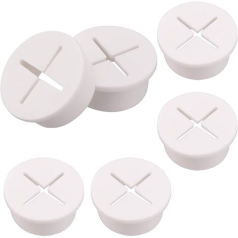 6pcs Flexible Silicone Cable Grommet White Rubber Grommets Cable Wire Hole Cover for Home Computer Office