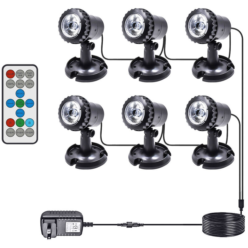 

6PCS Focos de paisaje al aire libre con control remoto Luces de paisaje que cambian de color RGB Impermeable IP68 Iluminacion de patio trasero de