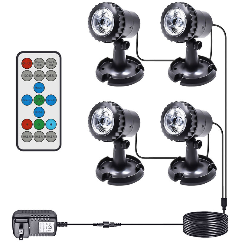 

4PCS Focos de paisaje al aire libre con control remoto RGB Luces de paisaje que cambian de color Impermeable IP68 Iluminacion de patio trasero de