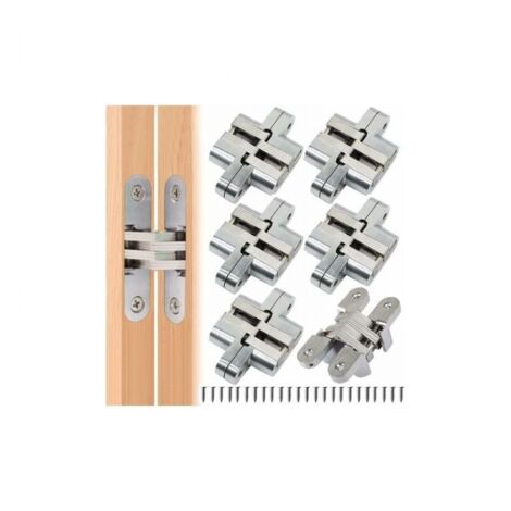 6pcs Folding Hinge Hidden Cross Hinges, Invisible Hinge Closure, Arched Cabinet Hinges, Furniture Door Corner Folded Steel Easy Installation for Door Cupboard Furniture
