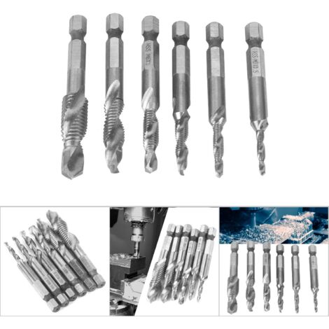 6PCS Forets à Taper HSS 6.35mm pour Tarauds M3 M4 M5 M6 M8 M10 - Type A